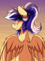 Size: 1250x1700 | Tagged: safe, artist:shadowreindeer, derpibooru import, oc, oc only, oc:animatedpony, pegasus, blushing, solo