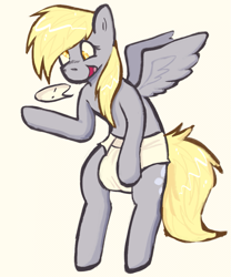 Size: 835x1003 | Tagged: safe, artist:poopslug, derpibooru import, derpy hooves, pegasus, pony, diaper, diapered, non-baby in diaper, solo