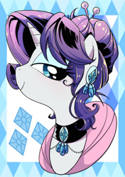 Size: 1204x1712 | Tagged: safe, artist:yukandasama, derpibooru import, rarity, pony, g4, bust, deviantart watermark, female, jewelry, looking at you, mare, obtrusive watermark, solo, watermark