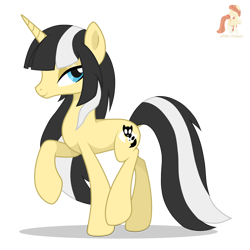 Size: 3500x3500 | Tagged: safe, artist:r4hucksake, derpibooru import, oc, oc only, oc:curtain call, pony, unicorn, g4, bedroom eyes, bipedal, eyeshadow, horn, makeup, raised hoof, raised leg, simple background, smiling, solo, tail, transparent background, two toned mane, two toned tail