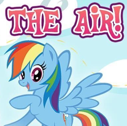 Size: 385x384 | Tagged: safe, derpibooru import, rainbow dash, pegasus, pony, g4, cropped, english, female, flying, gameloft, mare, meme, sky, solo, text, wow! glimmer