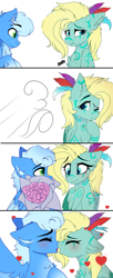 Size: 2333x5725 | Tagged: safe, artist:2pandita, derpibooru import, oc, oc only, pegasus, pony, 4 panel comic, comic, commission, kissing, oc x oc, pegasus oc, shipping, ych result