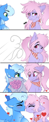 Size: 2333x5725 | Tagged: safe, artist:2pandita, derpibooru import, oc, oc only, earth pony, pegasus, pony, 4 panel comic, comic, commission, earth pony oc, kissing, oc x oc, pegasus oc, shipping, ych result