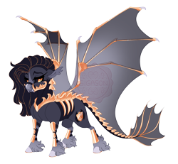 Size: 5200x4800 | Tagged: safe, artist:gigason, derpibooru import, oc, oc only, oc:forged fang, bat pony, pony, armor, black sclera, blaze (coat marking), claws, coat markings, colored hooves, colored pinnae, dragon tail, ear tufts, facial markings, fangs, fetlock tuft, hooves, horseshoes, leg armor, lidded eyes, mealy mouth (coat marking), nonbinary, obtrusive watermark, orange eyes, simple background, slit eyes, socks (coat marking), solo, sparkles, sparkly mane, spread wings, standing, tail, transparent background, transparent wings, watermark, wing claws, wings