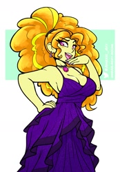 Size: 1200x1726 | Tagged: safe, artist:ambris, derpibooru import, adagio dazzle, human, equestria girls, g4, adagiazonga dazzle, bluesky, bluesky link, breasts, choker, cleavage, clothes, curly hair, dress, eyeshadow, female, fingernails, gem, hairband, makeup, meta, nail polish, nails, noblewoman's laugh, open mouth, open smile, purple dress, purple nail polish, sideboob, siren gem, smiling, solo, twitter, twitter link, yellow eyeshadow