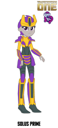 Size: 900x2000 | Tagged: safe, artist:robertsonskywa1, derpibooru import, equestria girls, g4, armor, crown, equestria girls-ified, female, jewelry, photo, regalia, simple background, solo, solus prime, text, thirteen primes, transformers, transformers one, transparent background