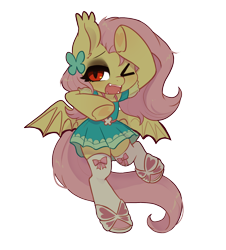 Size: 1344x1490 | Tagged: safe, artist:colorfulcolor233, derpibooru import, fluttershy, bat pony, semi-anthro, g4, arm hooves, bat ponified, clothes, dress, equestria girls outfit, female, flutterbat, fluttershy boho dress, needy girl overdose, needy streamer overload, race swap, simple background, solo, transparent background