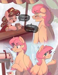 Size: 4000x5125 | Tagged: safe, artist:nookprint, derpibooru import, butterscotch, fluttershy, pegasus, pony, g4, absurd resolution, adorascotch, blushing, butterscotch gets all the mares, colored wings, colored wingtips, cute, dialogue, letter, mailbox, rule 63, rule63betes, wings