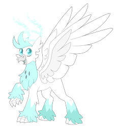 Size: 5370x5827 | Tagged: safe, artist:crazysketch101, derpibooru import, oc, oc only, oc:shiver, hippogriff, pony, antlers, beak, commission, simple background, solo, transparent background, wings