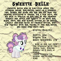 Size: 2048x2048 | Tagged: safe, artist:3ggmilky, derpibooru import, sweetie belle, pony, clothes, infection au, scar, scarf, solo