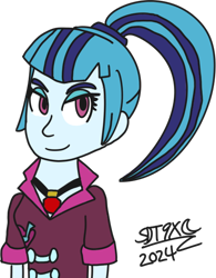 Size: 462x592 | Tagged: safe, artist:sdtwilan9x, derpibooru import, sonata dusk, human, equestria girls, g4, rainbow rocks, bust, disguise, disguised siren, female, rainbow rocks 10th anniversary, signature, simple background, solo, transparent background