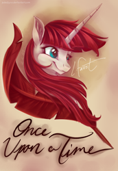 Size: 3192x4647 | Tagged: safe, artist:jadedjynx, derpibooru import, oc, oc only, oc:fausticorn, alicorn, pony, female, mare, quill, solo