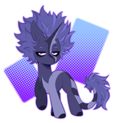 Size: 1900x2000 | Tagged: safe, artist:simonsayscry, derpibooru import, oc, oc only, oc:mindbreak, pony, unicorn, abstract background, chibi, horn, male, solo, stallion