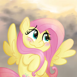 Size: 2000x2000 | Tagged: safe, artist:shychamomile, derpibooru import, fluttershy, pegasus, pony, g4, blushing, cute, female, mare, shy, shyabetes, smiling, solo, sweet dreams fuel