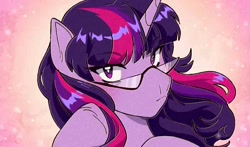 Size: 900x530 | Tagged: safe, artist:mint1mango, derpibooru import, twilight sparkle, unicorn twilight, pony, unicorn, g4, bust, female, glasses, mare, portrait, solo