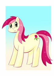 Size: 2894x4093 | Tagged: safe, artist:redfire-pony, derpibooru import, roseluck, earth pony, pony, g4, female, gradient background, mare, passepartout, smiling, solo