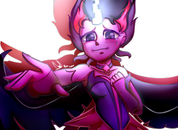 Size: 2025x1483 | Tagged: safe, artist:paintcoloryt, derpibooru import, midnight sparkle, sci-twi, twilight sparkle, equestria girls, friendship games, g4, colored pupils, female, reaching, sad, scene interpretation, simple background, smiling, solo, teary eyes, white background