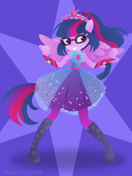 Size: 2112x2816 | Tagged: safe, artist:lavenderrain24, derpibooru import, sci-twi, twilight sparkle, alicorn, better together, equestria girls, forgotten friendship, g4, alicornified, clothes, equestria girls specials, female, glasses, ponied up, race swap, sailor mercury pose, sci-twilicorn, smiling, solo, super ponied up