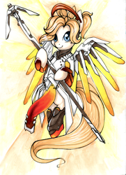 Size: 2082x2880 | Tagged: safe, artist:pingwinowa, derpibooru import, pony, female, mare, mercy, overwatch, ponified, solo, species swap