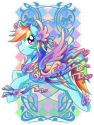 Size: 2121x2828 | Tagged: safe, artist:amelie-ami-chan, derpibooru import, rainbow dash, pony, g4, carousel, clothes, costume, female, solo