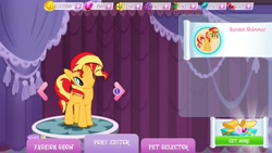 Size: 1920x1080 | Tagged: safe, derpibooru import, sunset shimmer, pony, unicorn, g4, gameloft, horn, indoors