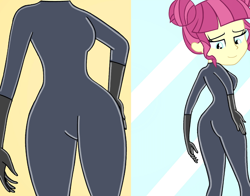 Size: 4630x3622 | Tagged: safe, artist:art-man-1999, derpibooru import, majorette, human, equestria girls, g4, ass, base, base used, breasts, busty sweeten sour, butt, butt touch, catsuit, hand on butt, latex, mirror, solo, the incredibles