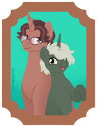 Size: 1023x1339 | Tagged: safe, artist:hopenotfound, derpibooru import, oc, oc only, earth pony, pony, unicorn, bust, horn, male, portrait, stallion