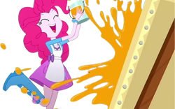 Size: 4026x2520 | Tagged: safe, derpibooru import, edit, edited screencap, editor:mrtoonlover83, screencap, pinkie pie, eqg summertime shorts, equestria girls, g4, the art of friendship, apron, background removed, boots, clothes, female, high heel boots, not a vector, painting, shoes, solo