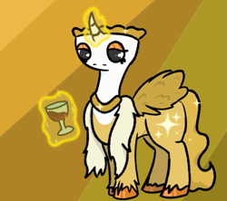 Size: 733x651 | Tagged: safe, artist:zhonva, derpibooru import, part of a set, alicorn, pony, alcohol, cup, dandy's world, female, glass, horn, mare, ponified, roblox, rule 85, solo, species swap, teacup, teagan (dandy's world), unshorn fetlocks, wat, wine, wine glass, wings