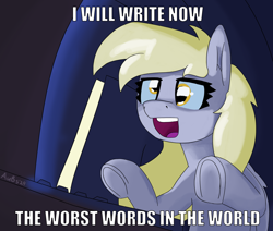 Size: 3000x2547 | Tagged: safe, artist:aubs, derpibooru import, edit, derpy hooves, pegasus, pony, g4, computer, newbie artist training grounds, solo, text