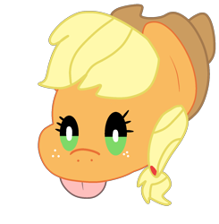 Size: 1377x1405 | Tagged: safe, artist:demonpuss, artist:jadeharmony, derpibooru import, earth pony, pony, :p, applejack day, applejack's hat, chibi, clothes, cowboy hat, female, freckles, hat, mare, simple background, solo, tongue, tongue out, transparent background