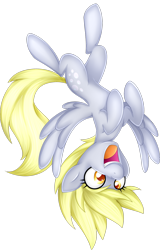 Size: 1960x3061 | Tagged: safe, artist:scarlet-spectrum, derpibooru import, derpy hooves, pegasus, pony, g4, belly, concave belly, female, flying, happy, mare, open mouth, simple background, solo, transparent background, upside down