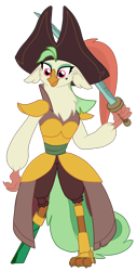 Size: 1422x2801 | Tagged: safe, artist:gmaplay, derpibooru import, captain celaeno, anthro, bird, digitigrade anthro, g4, my little pony: the movie, amputee, clothes, cropped, female, high res, ornithian, parrot pirates, pirate, prosthetic limb, prosthetics, simple background, solo, speedpaint available, transparent background