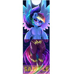 Size: 5010x5010 | Tagged: safe, artist:darksly, derpibooru import, edit, rainbow dash, bat, pegasus, pony, semi-anthro, g4, belly, body pillow, body pillow design, chest fluff, clothes, costume, female, halloween, halloween costume, mare, shadowbolts costume, smiling, solo, spread wings, wings