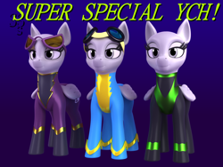 Size: 1920x1440 | Tagged: safe, artist:argos90, derpibooru import, pegasus, pony, 3d, 3d model, clothes, commission, costume, gradient background, shadowbolts uniform, trio, uniform, washouts uniform, wonderbolts uniform, your character here