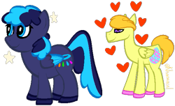 Size: 563x342 | Tagged: safe, artist:kharmacal, derpibooru import, oc, oc only, pegasus, pony, colored hooves, colored lineart, duo, heart, hooves, ponified, simple background, species swap, transparent background