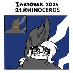 Size: 1000x1000 | Tagged: safe, artist:sunamoonmlp, derpibooru import, oc, oc only, alicorn, pony, rhinoceros, g4, cute, female, horn, inktober, inktober 2024, meme, solo, wings