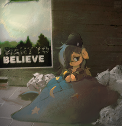 Size: 1892x1948 | Tagged: safe, artist:rvsd, derpibooru import, oc, oc only, pegasus, pony, beanie, blanket, clothes, female, glasses, hat, jacket, mare, solo