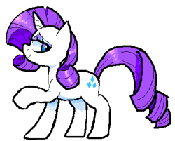 Size: 811x653 | Tagged: safe, artist:deerie, derpibooru import, rarity, pony, unicorn, horn, ms paint, simple background, smiling, smirk, solo, standing, white background