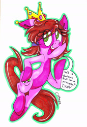 Size: 1617x2369 | Tagged: safe, artist:colorharmonypeeps, derpibooru import, oc, oc:ponysona, earth pony, pony, g4, crown, female, jewelry, mare, regalia, solo, traditional art