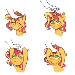 Size: 600x600 | Tagged: safe, derpibooru import, sunset shimmer, pony, g4, petting, simple background, white background