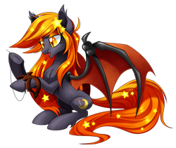 Size: 2665x2250 | Tagged: safe, artist:centchi, derpibooru import, oc, oc only, oc:harvest moon, bat pony, pony, bat pony oc, dark purple coat, female, mare, simple background, sitting, solo, transparent background