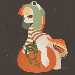 Size: 1000x1000 | Tagged: safe, artist:mifes, derpibooru import, oc, oc only, pony, butt, female, mare, plot, pumpkin, solo