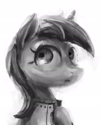 Size: 1840x2265 | Tagged: safe, artist:xallaanacyoxcyor, derpibooru import, pony, unicorn, black and white, bust, female, grayscale, horn, mare, monochrome, simple background, solo, white background