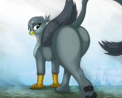 Size: 3500x2800 | Tagged: safe, artist:index3, derpibooru import, gabby, griffon, g4, butt, female, high res, looking back, paws, solo, tail, the ass was fat, underpaw, wings