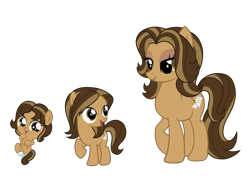 Size: 2732x2048 | Tagged: safe, artist:lunamidnight1998, derpibooru import, oc, oc only, oc:pigment design, earth pony, pony, g4, baby, base used, cute, diaper, digital art, evolution, female, filly, foal, mare, ocbetes, older, paper, pencil, ponified, simple background, solo, species swap, transparent background