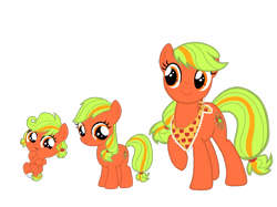 Size: 2732x2048 | Tagged: safe, artist:lunamidnight1998, derpibooru import, oc, oc only, oc:applejuice, earth pony, pony, g4, apple, baby, bandana, base used, basket, cute, diaper, digital art, evolution, female, filly, foal, food, mare, ocbetes, simple background, smiling, solo, transparent background