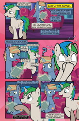 Size: 1920x2948 | Tagged: safe, artist:alexdti, derpibooru import, oc, oc:brainstorm (alexdti), oc:star logic, pony, unicorn, comic:quest for friendship retold, book, horn, magic, male, stallion