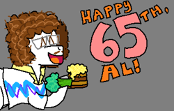 Size: 3530x2250 | Tagged: safe, artist:44nifty, derpibooru import, oc, oc only, earth pony, pony, alcohol, birthday art, birthday gift art, broccoli, cider, curly hair, curly mane, drink, food, gift art, happy birthday, ponified music artist, solo, song in the description, song reference, weird al yankovic