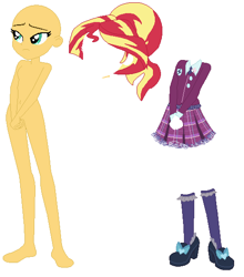 Size: 496x564 | Tagged: safe, artist:lordsfrederick778, artist:selenaede, derpibooru import, sunset shimmer, equestria girls, g4, alternate universe, base used, nudity, simple background, solo, white background